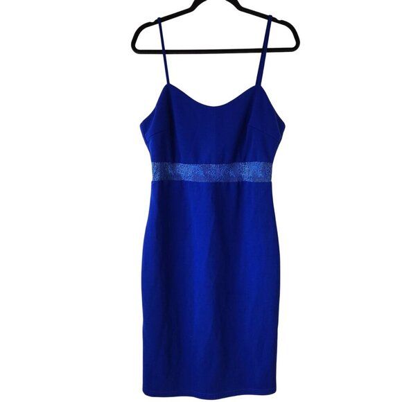 Lulus Sexy Blue Dress Limo Ride Lace Bodycon Cobalt Sheath Women's L - Picture 2 of 8